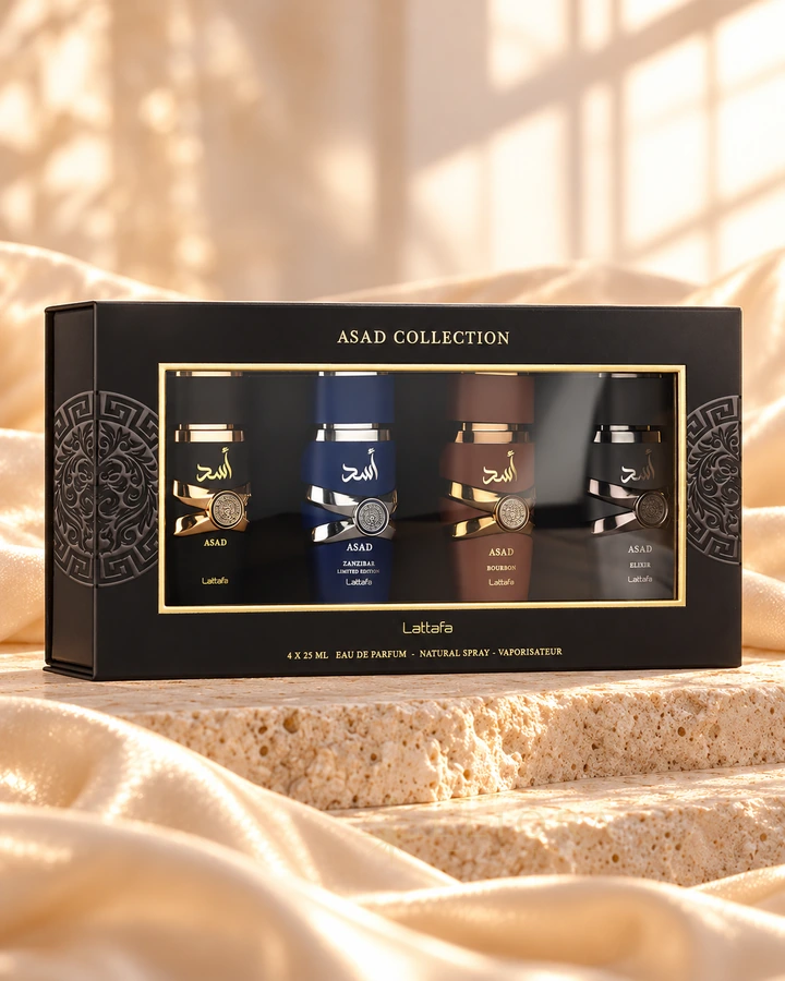 Lattafa Asad Collection 4 × 25 ml — valódi ajándékszett arculati képe